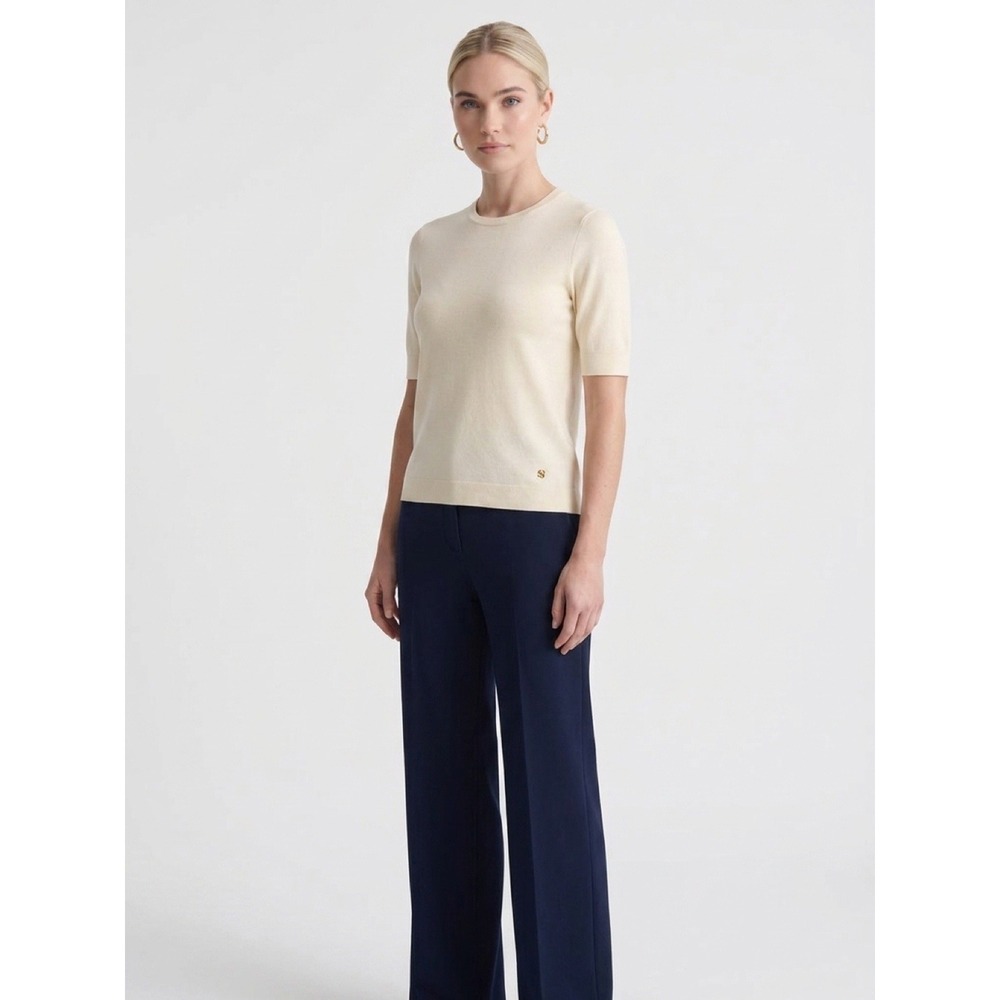 St. John 2026 Luxury Silk Cotton Ecru Sweater, Size 12/14, BNWT, Retail $695 - Picture 11 of 11